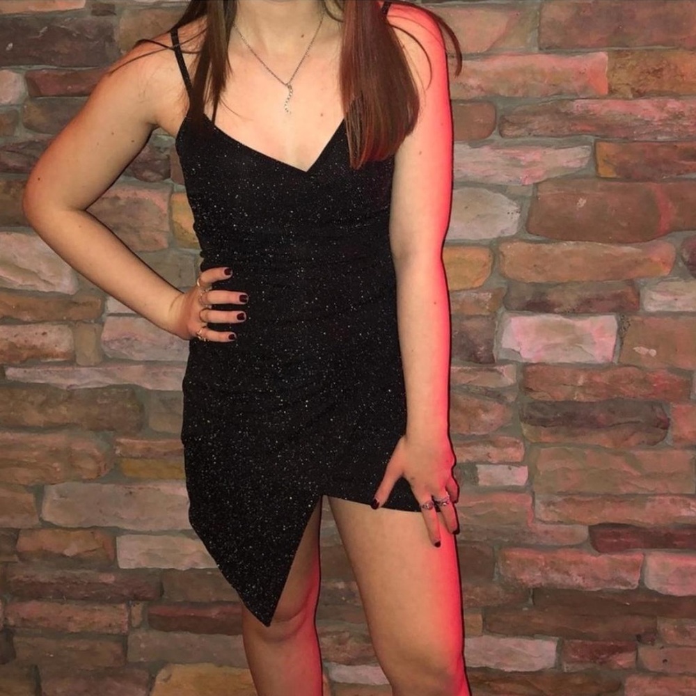 Black Asymmetrical Mini Dress